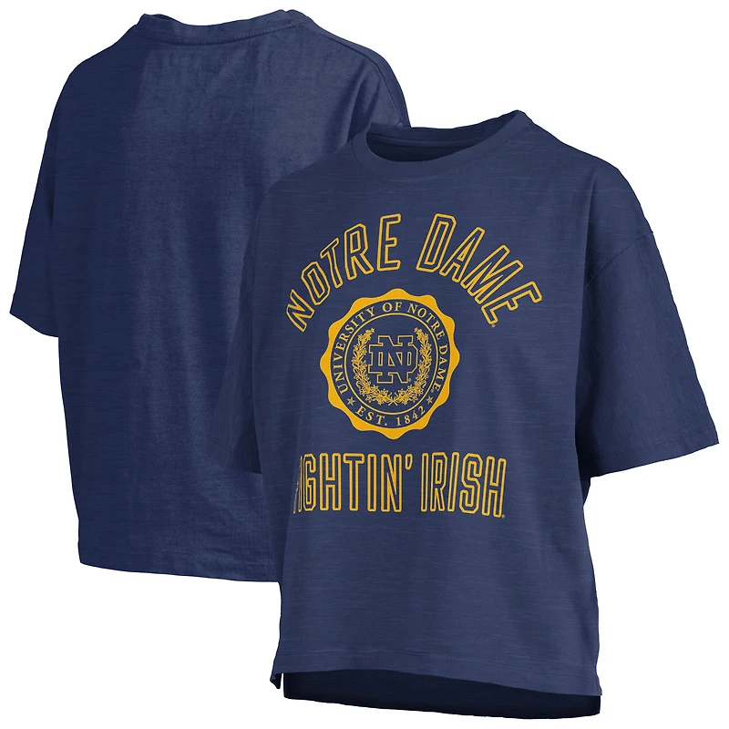 Women's Pressbox Navy Notre Dame Fighting Irish Motley Crew Bishop Waist Length Oversized Slub T-Shirt