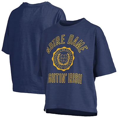 Women's Pressbox Navy Notre Dame Fighting Irish Motley Crew Bishop Waist Length Oversized Slub T-Shirt