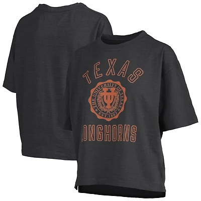 Women's Pressbox Black Texas Longhorns Motley Crew Bishop Waist Length Oversized Slub T-Shirt