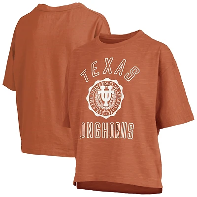 Women's Pressbox Burnt Orange Texas Orange Motley Crew Bishop Waist Length Oversized Slub T-Shirt