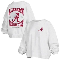 Women's Pressbox Oatmeal Alabama Crimson Tide Waist Length Oversized Janise Melange Sweatshirt
