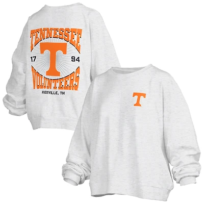 Women's Pressbox Oatmeal Tennessee Volunteers Waist Length Oversized Janise Melange Sweatshirt
