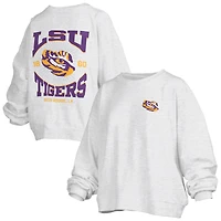 Women's Pressbox Oatmeal LSU Tigers Waist Length Oversized Janise Melange Sweatshirt