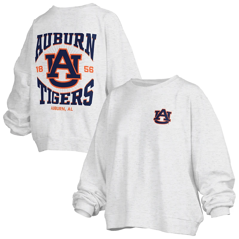 Women's Pressbox Oatmeal Auburn Tigers Waist Length Oversized Janise Melange Sweatshirt