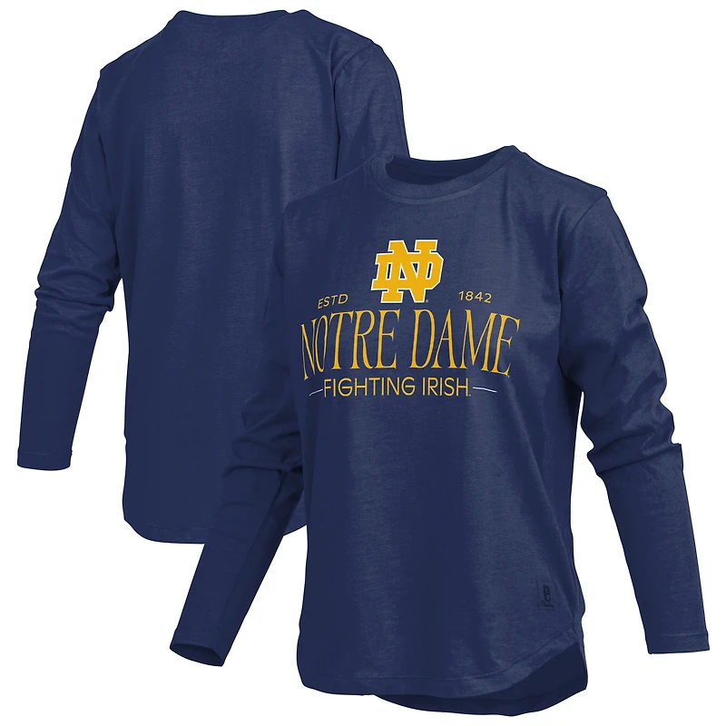 Women's Pressbox Navy Notre Dame Fighting Irish Silveron Long Sleeve T-Shirt