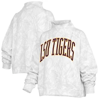 Women's Pressbox  White LSU Tigers Camo Mock Neck Sweatshirt