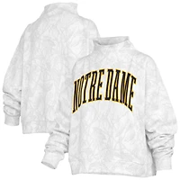Women's Pressbox  White Notre Dame Fighting Irish Camo Mock Neck Sweatshirt