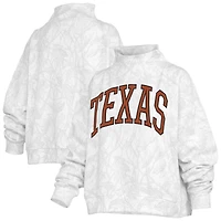 Women's Pressbox  White Texas Longhorns Camo Mock Neck Sweatshirt