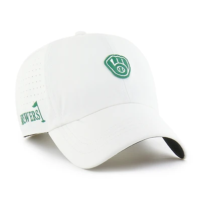 Men's '47 White Milwaukee Brewers Elevated Greens Clean Up Adjustable Hat