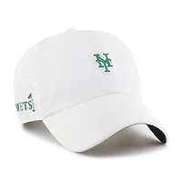 Men's '47 White New York Mets Elevated Greens Clean Up Adjustable Hat