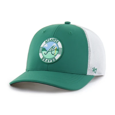 Men's '47 Kelly Green/White Atlanta Braves Elevated Greens Adjustable Trucker Hat