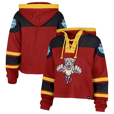 Women's '47 Red Florida Panthers 2026 NHL Winter Classic Cropped Superior Lacer Hoodie