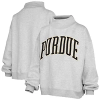 Women's Pressbox Heather Gray Purdue Boilermakers Oversized Nelson Mock Neck Sweatshirt