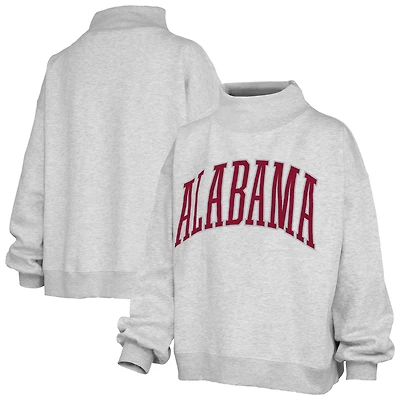 Women's Pressbox Heather Gray Alabama Crimson Tide Oversized Nelson Mock Neck Sweatshirt