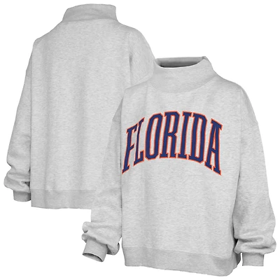 Women's Pressbox Heather Gray Florida Gators Oversized Nelson Mock Neck Sweatshirt