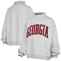 Women's Pressbox Heather Gray Georgia Bulldogs Oversized Nelson Mock Neck Sweatshirt