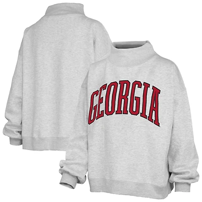 Women's Pressbox Heather Gray Georgia Bulldogs Oversized Nelson Mock Neck Sweatshirt