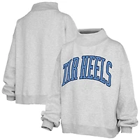 Women's Pressbox Heather Gray North Carolina Tar Heels Oversized Nelson Mock Neck Sweatshirt
