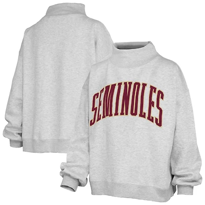 Women's Pressbox Heather Gray Florida State Seminoles Oversized Nelson Mock Neck Sweatshirt