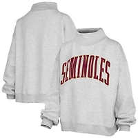 Women's Pressbox Heather Gray Florida State Seminoles Oversized Nelson Mock Neck Sweatshirt