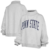Women's Pressbox Heather Gray Penn State Nittany Lions Oversized Nelson Mock Neck Sweatshirt