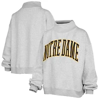 Women's Pressbox Heather Gray Notre Dame Fighting Irish Oversized Nelson Mock Neck Sweatshirt