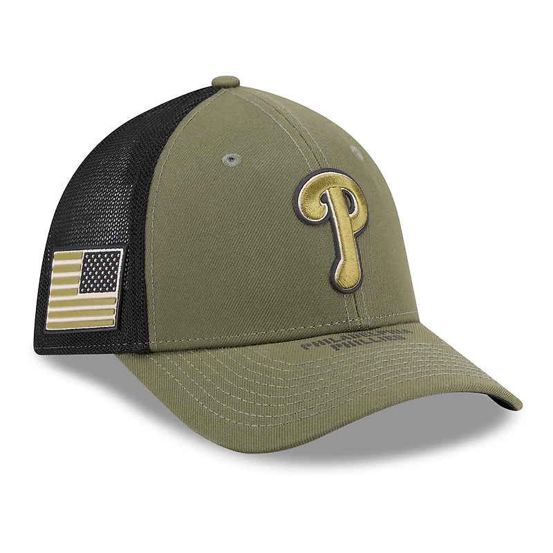 Men's New Era Olive Philadelphia Phillies 2026 Armed Forces Day 39THIRTY M-Crown Flex Hat