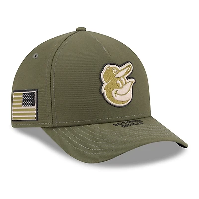 Youth New Era Olive Baltimore Orioles 2026 Armed Forces Day 9FORTY M-Crown Adjustable Hat