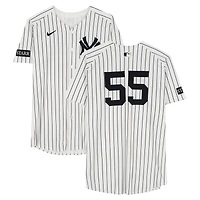 Carlos Rodón New York Yankees Game-Used #55 White Pinstripe Nike Jersey vs. Philadelphia Phillies on July 27, 2025