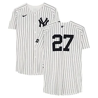 Giancarlo Stanton New York Yankees Game-Used #27 White Pinstripe Nike Jersey vs. Tampa Bay Rays on July 31, 2025 - 1-4, HR, 2 RBI, R