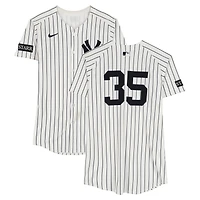 Cody Bellinger New York Yankees Game-Used #35 White Pinstripe Nike Jersey vs. Tampa Bay Rays on July 31, 2025