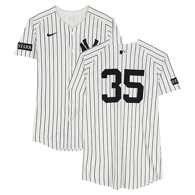 Cody Bellinger New York Yankees Game-Used #35 White Pinstripe Nike Jersey vs. Tampa Bay Rays on July 31, 2025