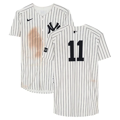 Anthony Volpe New York Yankees Game-Used #11 White Pinstripe Nike Jersey vs. Tampa Bay Rays on July 31, 2025
