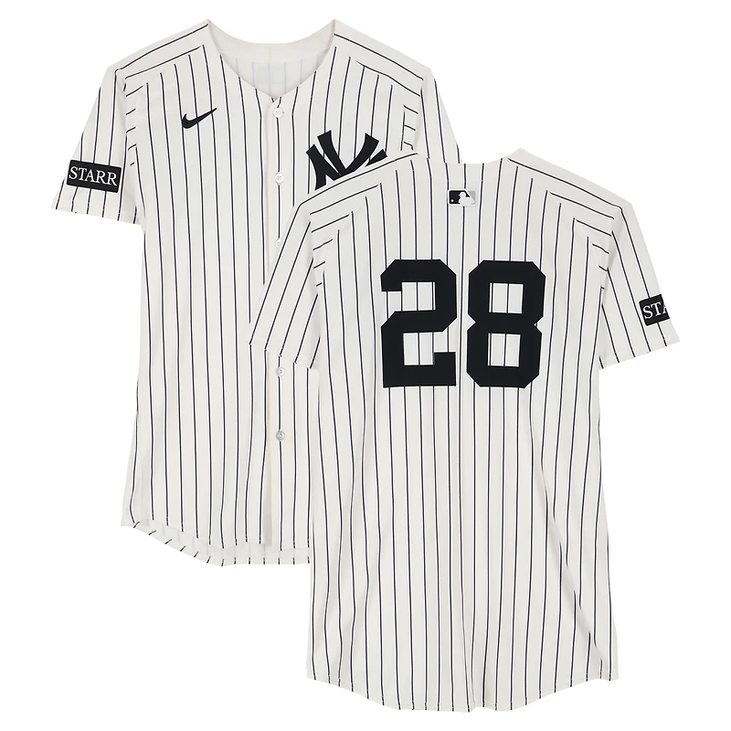 Austin Wells New York Yankees Player-Worn #28 White Pinstripe Nike Jersey vs. Tampa Bay Rays on July 31, 2025