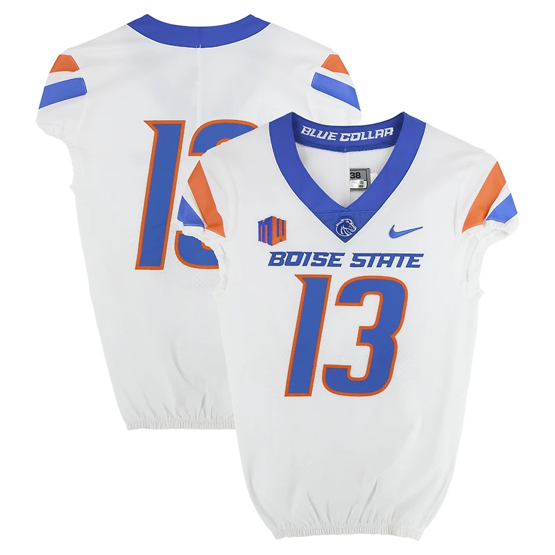 Boise State Broncos Team-Issued #13 White Nike Jersey from the Football Program - Size 38