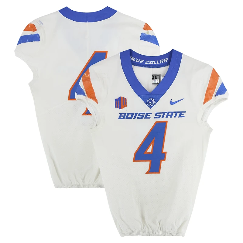 Boise State Broncos Team-Issued #4 White Nike Jersey from the Football Program - Size 38