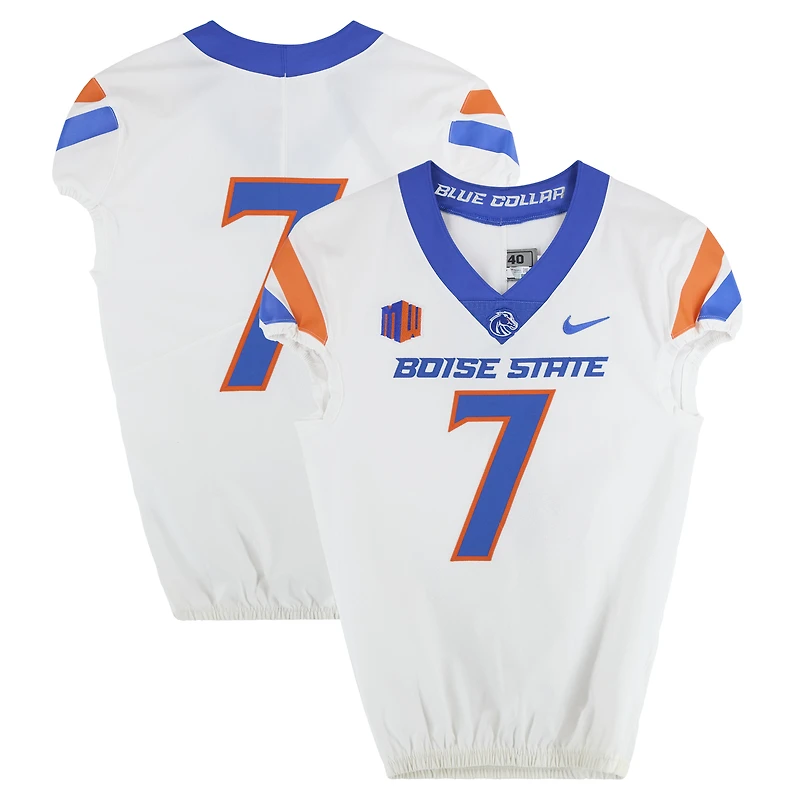 Boise State Broncos Team-Issued #7 White Nike Jersey from the Football Program - Size 40