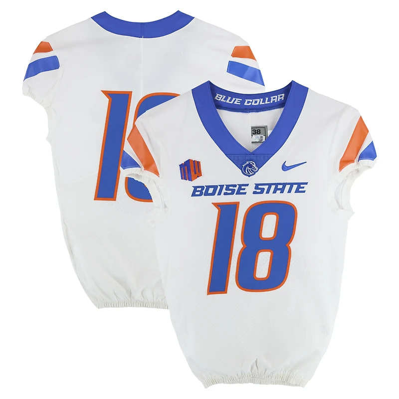 Boise State Broncos Team-Issued #18 White Nike Jersey from the Football Program - Size 38