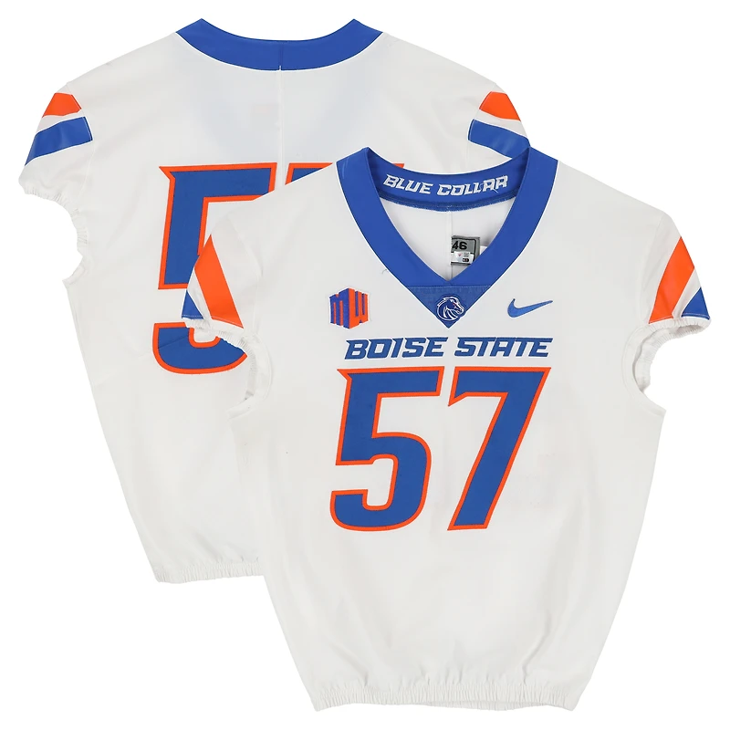Boise State Broncos Team-Issued #57 White Nike Jersey from the Football Program - Size 46