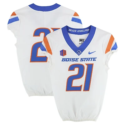 Boise State Broncos Team-Issued #21 White Nike Jersey from the Football Program - Size 38