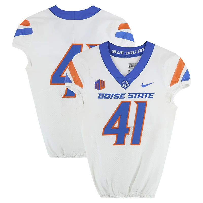 Boise State Broncos Team-Issued #41 White Nike Jersey from the Football Program - Size 38