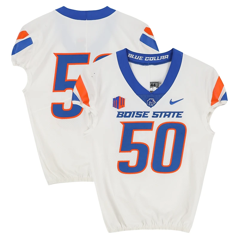 Boise State Broncos Team-Issued #50 White Nike Jersey from the Football Program - Size 44