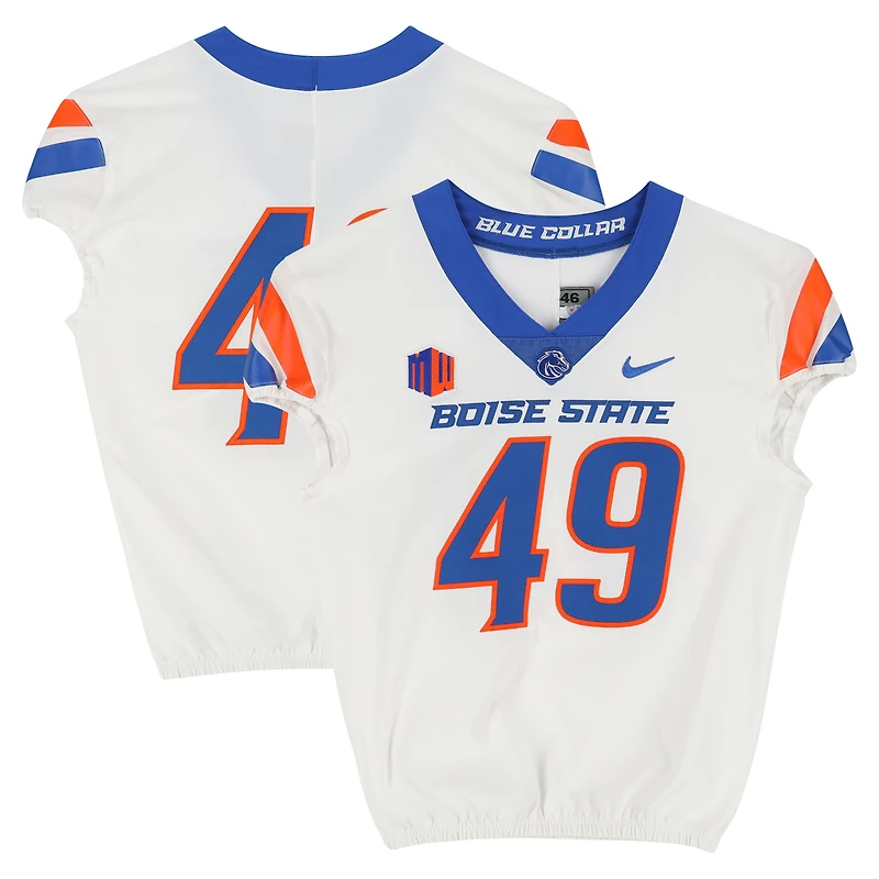 Boise State Broncos Team-Issued #49 White Nike Jersey from the Football Program - Size 46
