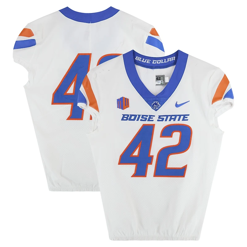 Boise State Broncos Team-Issued #42 White Nike Jersey from the Football Program - Size 42