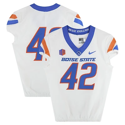 Boise State Broncos Team-Issued #42 White Nike Jersey from the Football Program - Size 42
