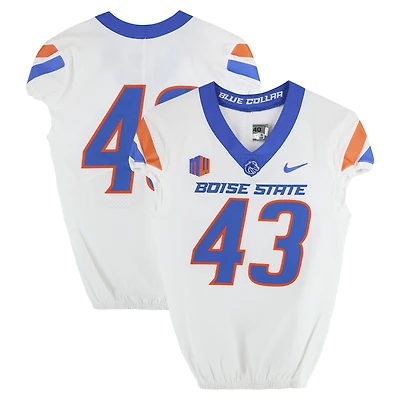 Boise State Broncos Team-Issued #43 White Nike Jersey from the Football Program - Size 40