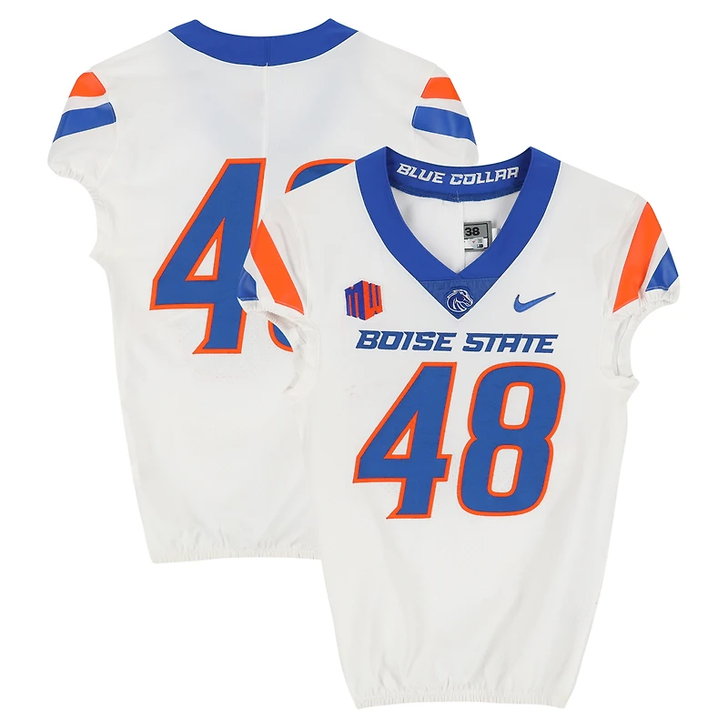 Boise State Broncos Team-Issued #48 White Nike Jersey from the Football Program - Size 38