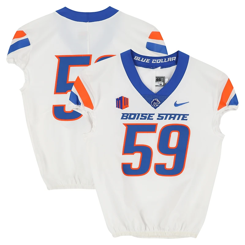 Boise State Broncos Team-Issued #59 White Nike Jersey from the Football Program - Size 46