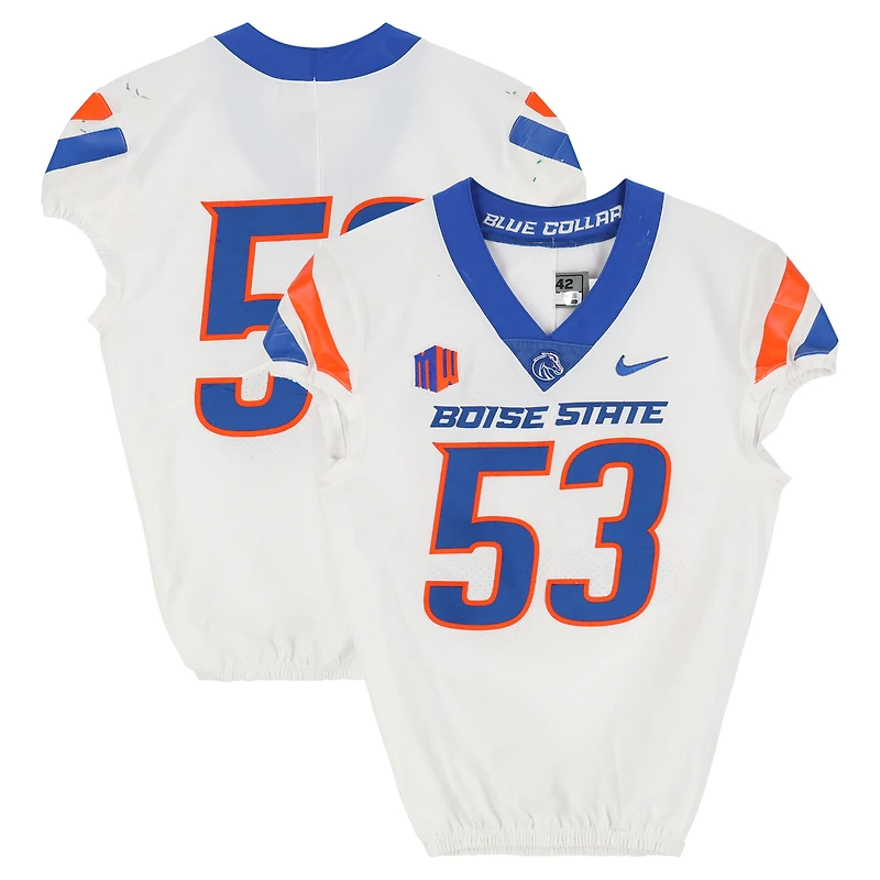 Boise State Broncos Team-Issued #53 White Nike Jersey from the Football Program - Size 42