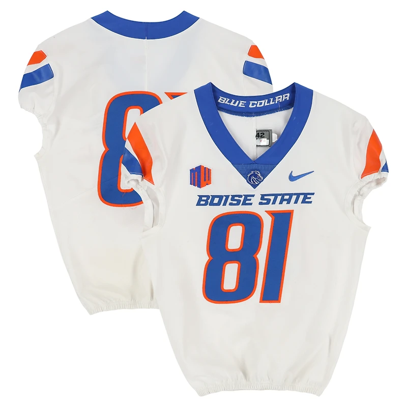 Boise State Broncos Team-Issued #81 White Nike Jersey from the Football Program - Size 42